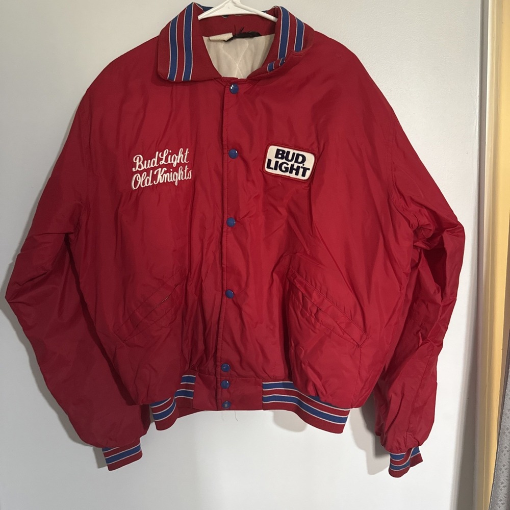 Vintage Bud Light Jacket Old Knights USA Jim 6 Windless Size L